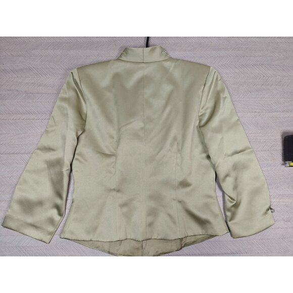 JR Nites By Caliendo Womens Beaded Satin Embroidered Blazer Jacket Size 8 Green - Picture 5 of 8